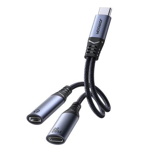 Audio kabel USB-C - 2 x USB-C Joyroom SY-C03, 0.14m, Crni
