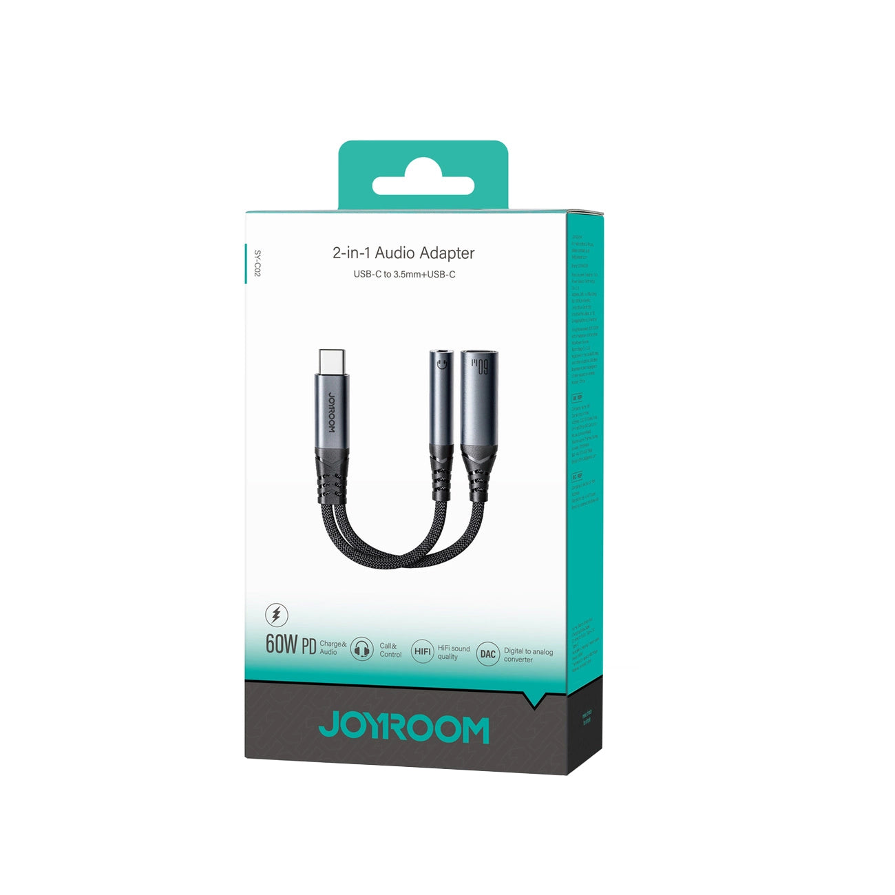 Audio kabel USB-C - 3.5mm / USB-C Joyroom SY-C02, 0.14m, Crni