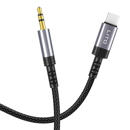 Audio kabel USB-C - 3.5mm Lito LA01T, 1m, Crni