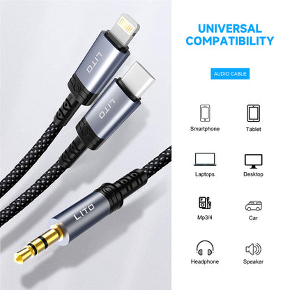 Audio kabel USB-C - 3.5mm Lito LA01T, 1m, Crni