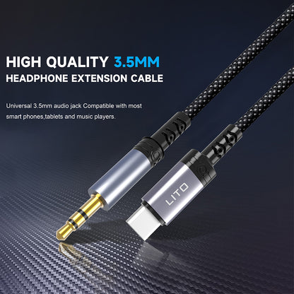 Audio kabel USB-C - 3.5mm Lito LA01T, 1m, Crni