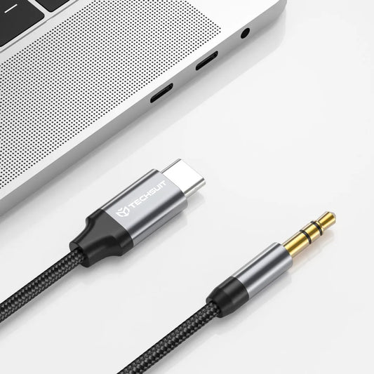 Audio kabel USB-C - 3.5mm Techsuit AC11 FuseXound, 0.5m, Sivi