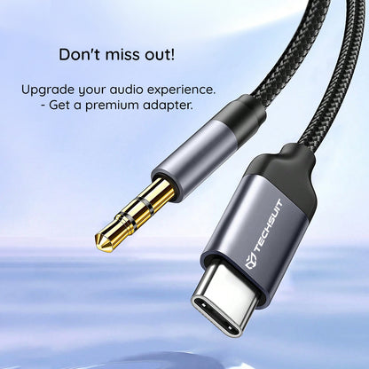 Audio kabel USB-C - 3.5mm Techsuit AC11 FuseXound, 0.5m, Sivi
