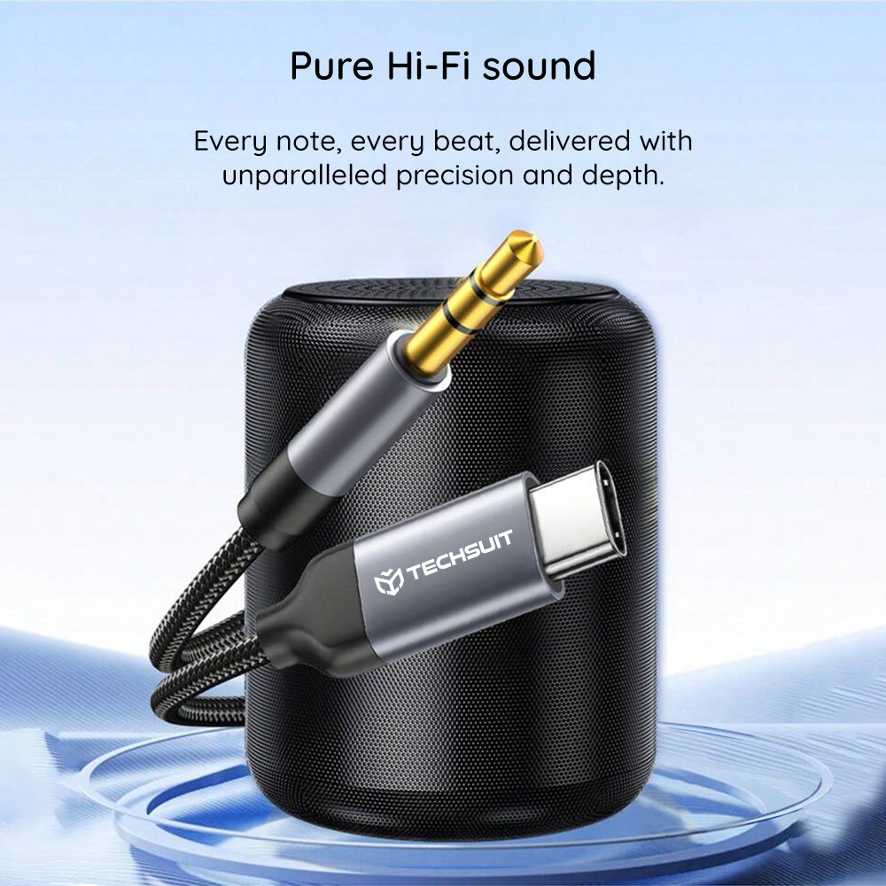 Audio kabel USB-C - 3.5mm Techsuit AC11 FuseXound, 0.5m, Sivi