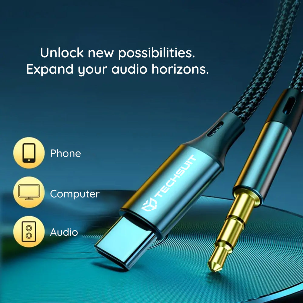 Audio kabel USB-C - 3.5mm Techsuit AC11 FuseXound, 0.5m, Sivi