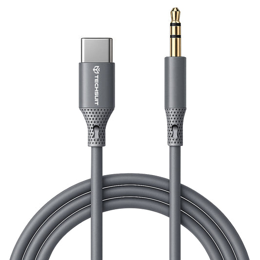 Audio kabel USB-C - 3.5mm Techsuit AC4 SoundFlex, 1m, Sivi