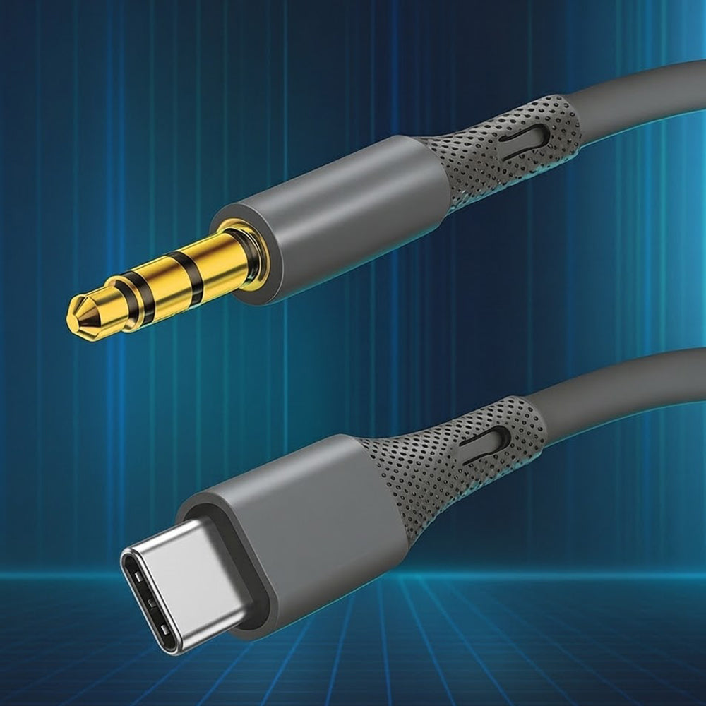 Audio kabel USB-C - 3.5mm Techsuit AC4 SoundFlex, 1m, Sivi