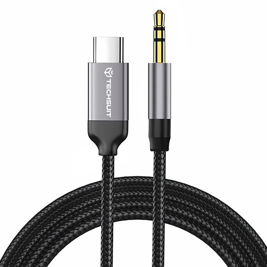 Audio kabel USB-C - 3.5mm Techsuit AC9 SoundShell, 1.5m, Sivi