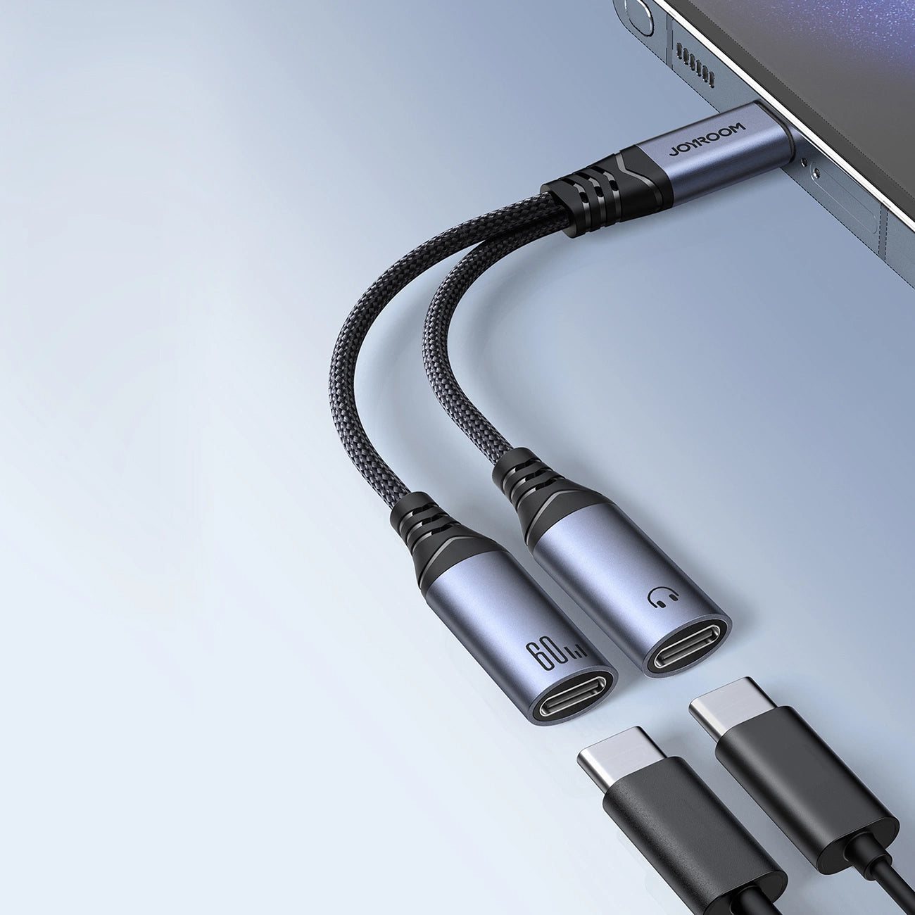 Audio kabel USB-C - 2 x USB-C Joyroom SY-C03, 0.14m, Crni