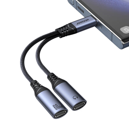 Audio kabel USB-C - 2 x USB-C Joyroom SY-C03, 0.14m, Crni