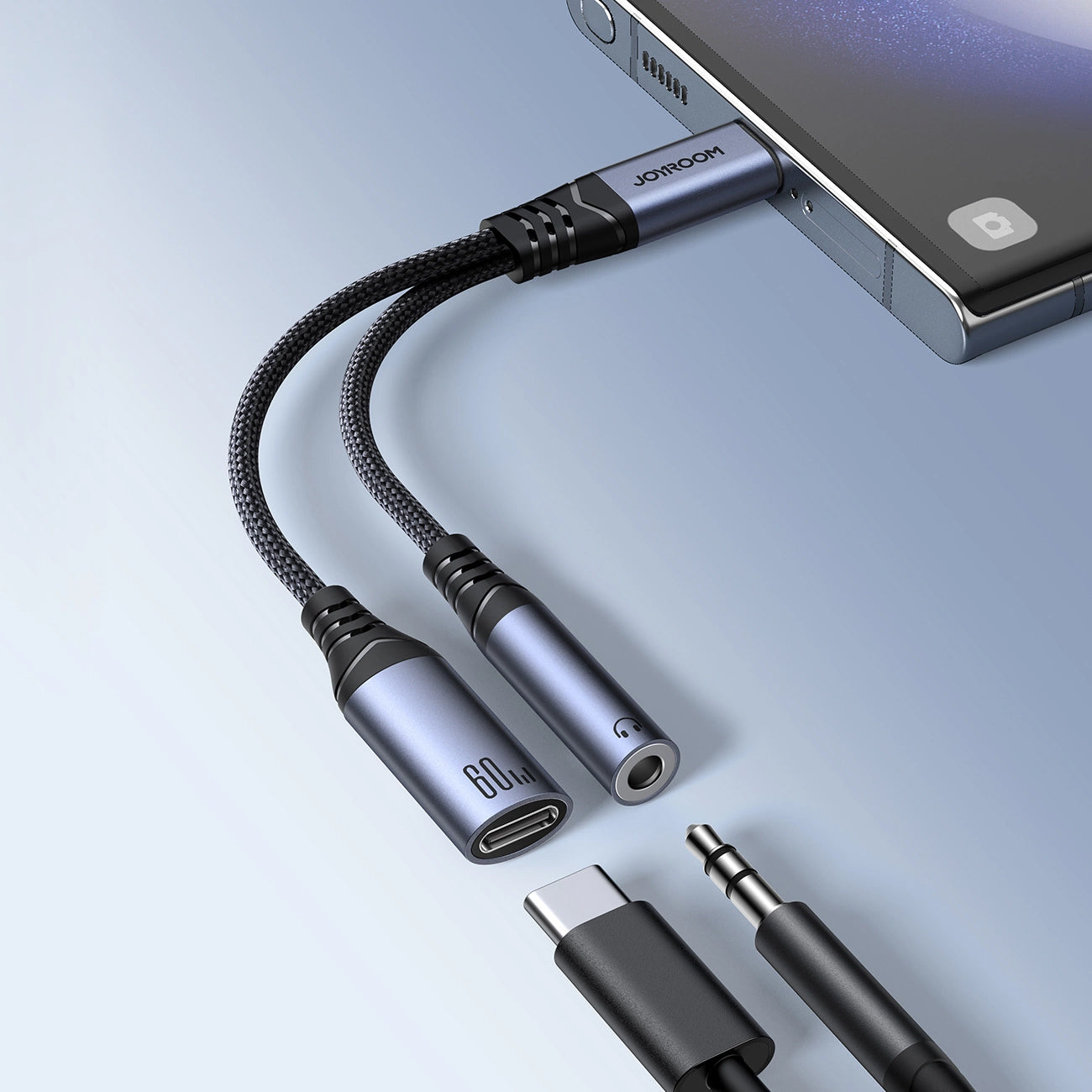 Audio kabel USB-C - 3.5mm / USB-C Joyroom SY-C02, 0.14m, Crni