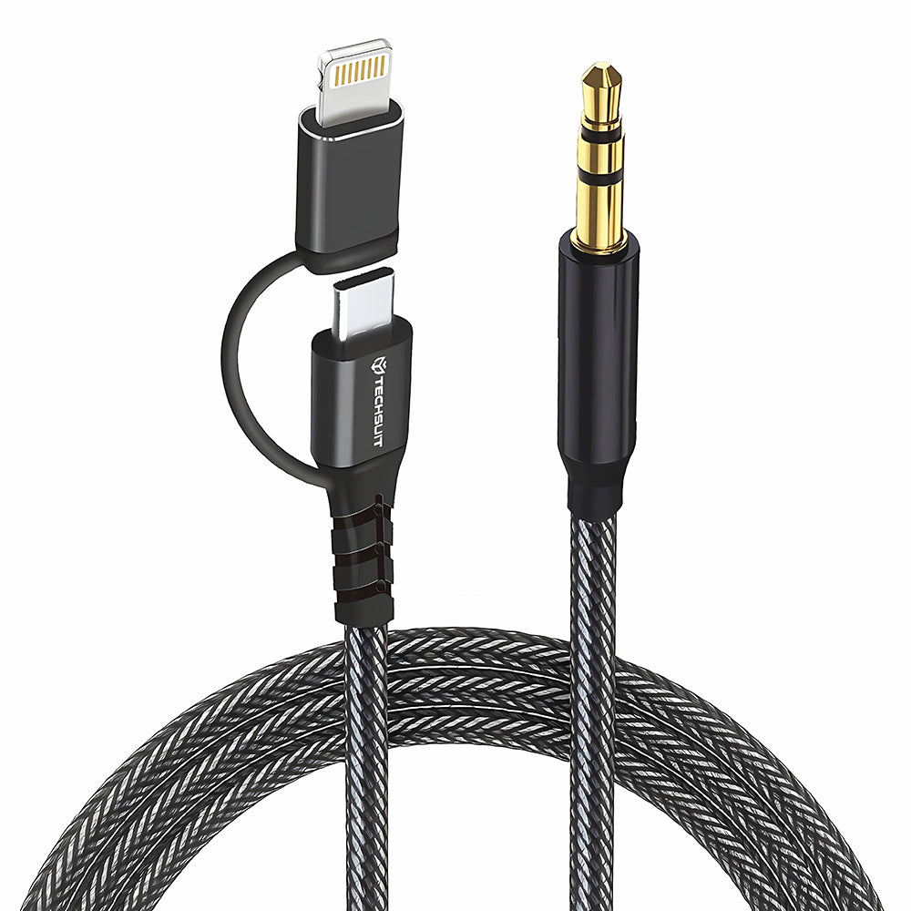Audio kabel USB-C / Lightning - 3.5mm Techsuit AC15 EchoSnap, 1m, Crni