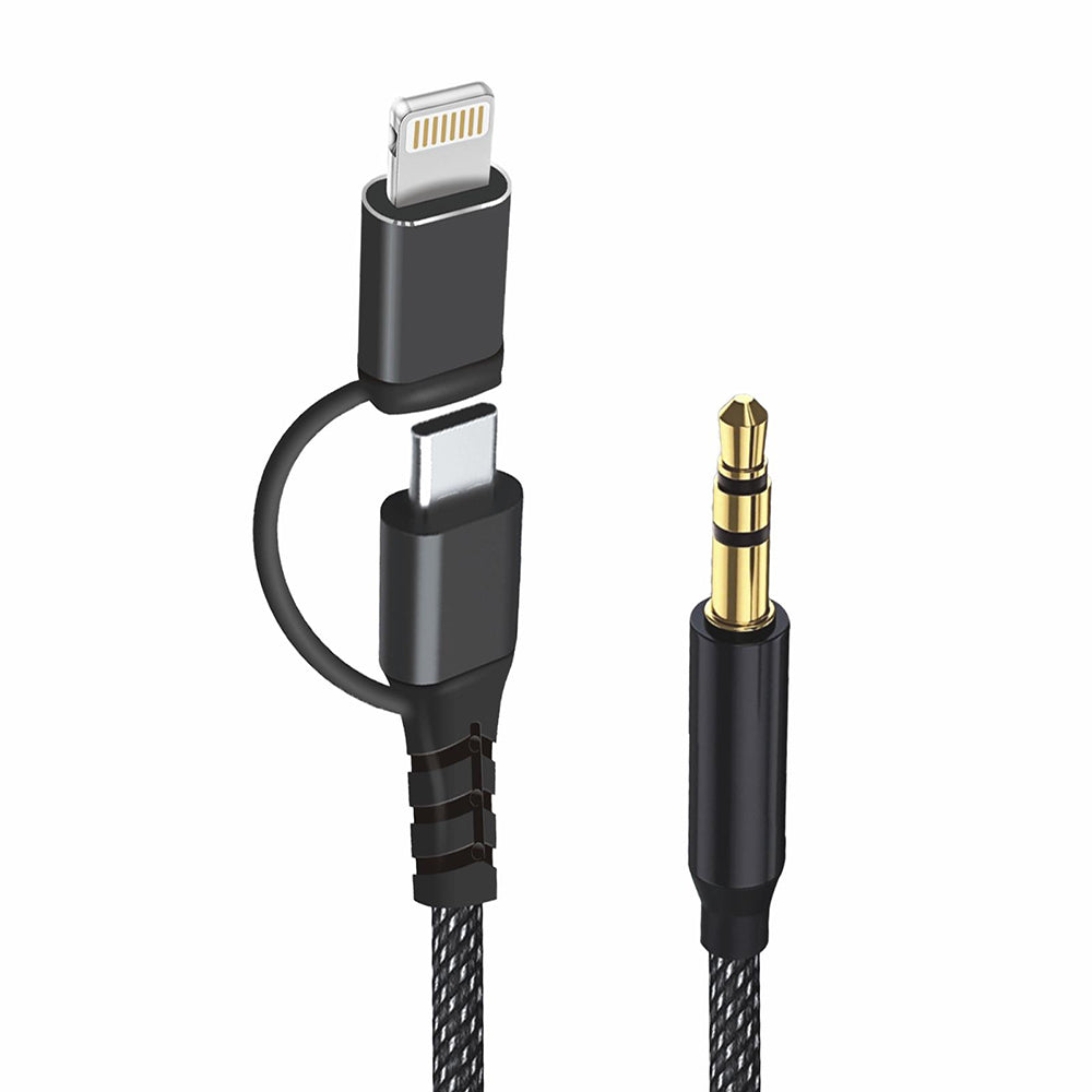 Audio kabel USB-C / Lightning - 3.5mm Techsuit AC15 EchoSnap, 1m, Crni
