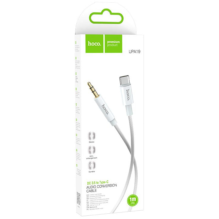 Audio kabel USB-C - 3.5mm HOCO UPA19, 1m, Srebrni