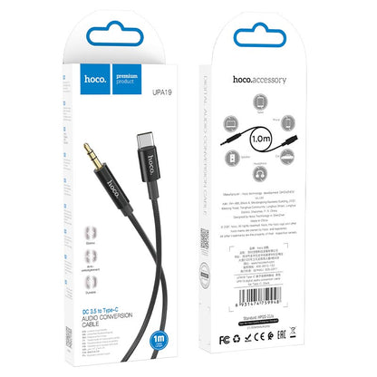 Audio kabel USB-C - 3.5mm HOCO UPA19, 1m, Crni