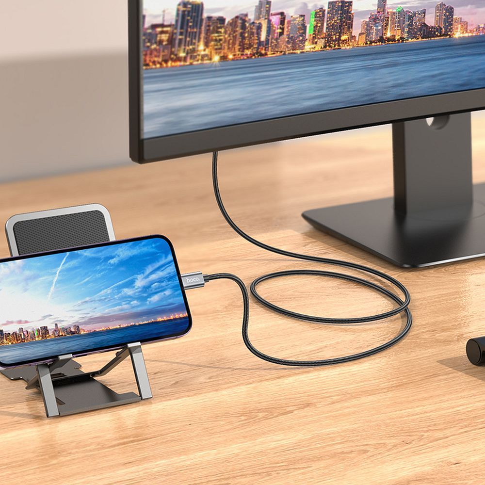 Audio i video kabel Lightning - HDMI HOCO UA27, 2m, Sivi