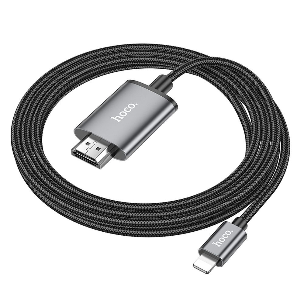 Audio i video kabel Lightning - HDMI HOCO UA27, 2m, Sivi