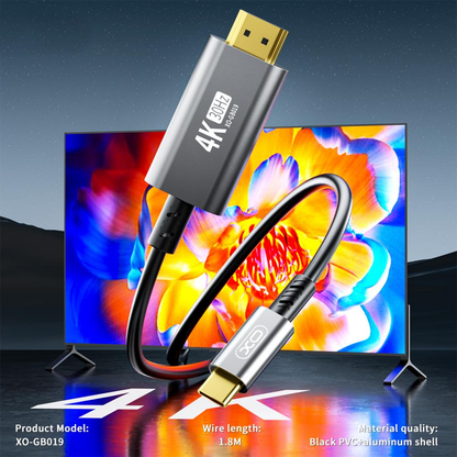 Audio i video kabel USB-C - HDMI XO Design GB019, 1.8m, Crni