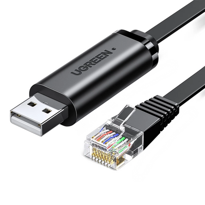 USB konzolni kabel UGREEN CM204, RJ45, 3m, Crni, Obnovljen