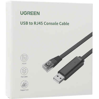 USB konzolni kabel UGREEN CM204, RJ45, 3m, Crni, Obnovljen