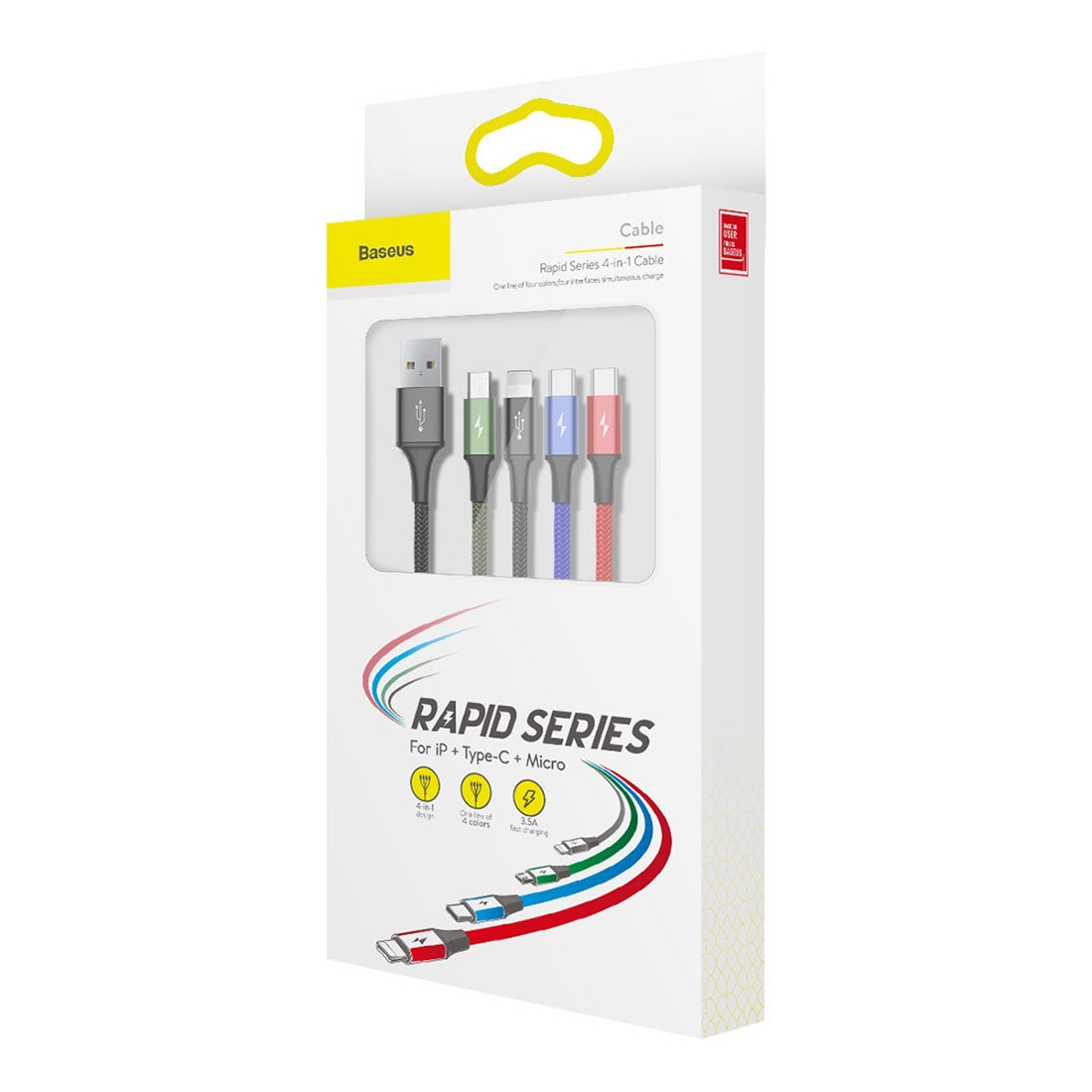 USB-A - Lightning / microUSB / 2 x USB-C Baseus Rapid 4in1 kabel za punjenje, 20W, 1.2m, Crni CA1T4-B01