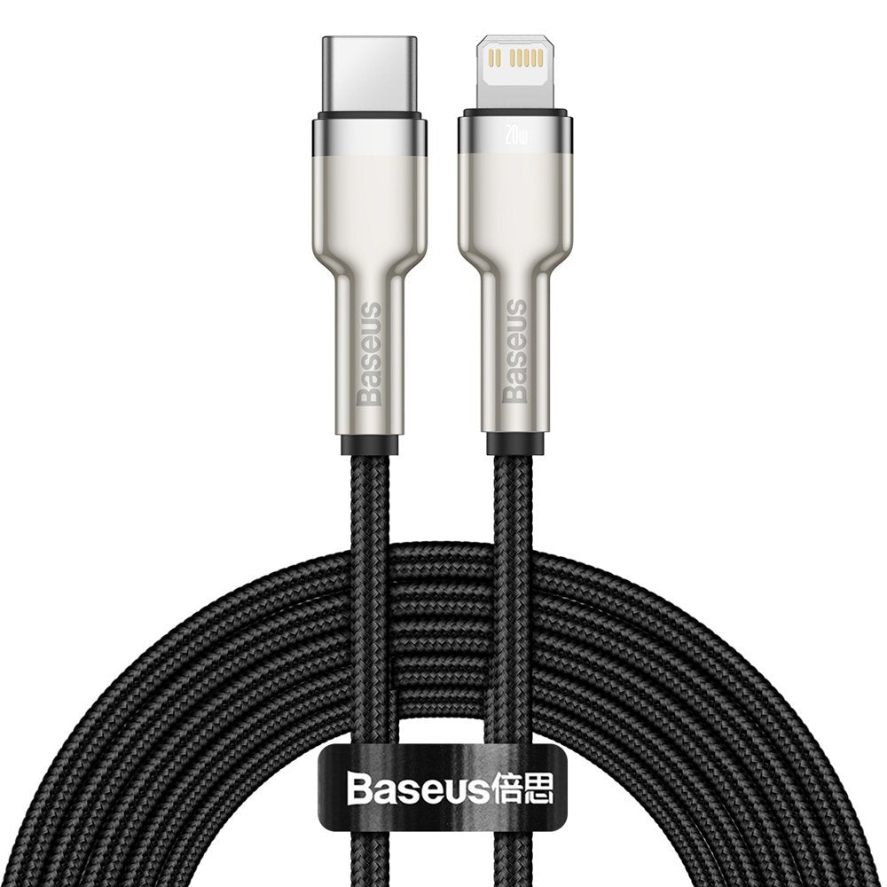Kabel za podatke i punjenje USB-C - Lightning Baseus Cafule Metal Series, 20W, 2m, Crni CATLJK-B01