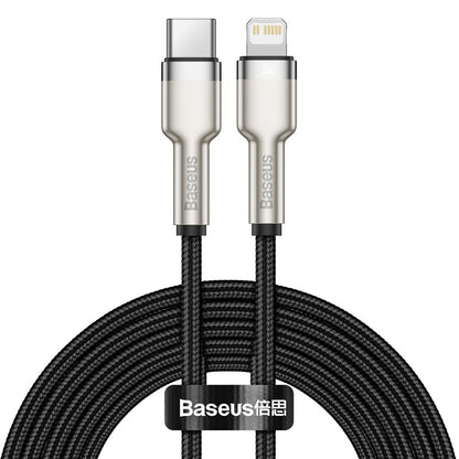 Kabel za podatke i punjenje USB-C - Lightning Baseus Cafule Metal Series, 20W, 2m, Crni CATLJK-B01