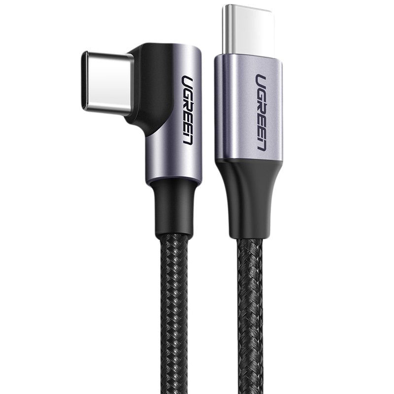 Kabel za Prijenos Podataka i Punjenje USB-C - USB-C UGREEN US255 Angled, 60W, 1m, Sivi