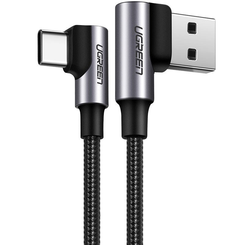 Kabel za Prijenos Podataka i Punjenje USB-A - USB-C UGREEN US255 Angled, 60W, 1m, Sivi