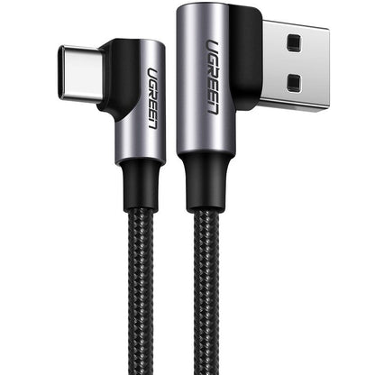 Kabel za Prijenos Podataka i Punjenje USB-A - USB-C UGREEN US255 Angled, 60W, 1m, Sivi