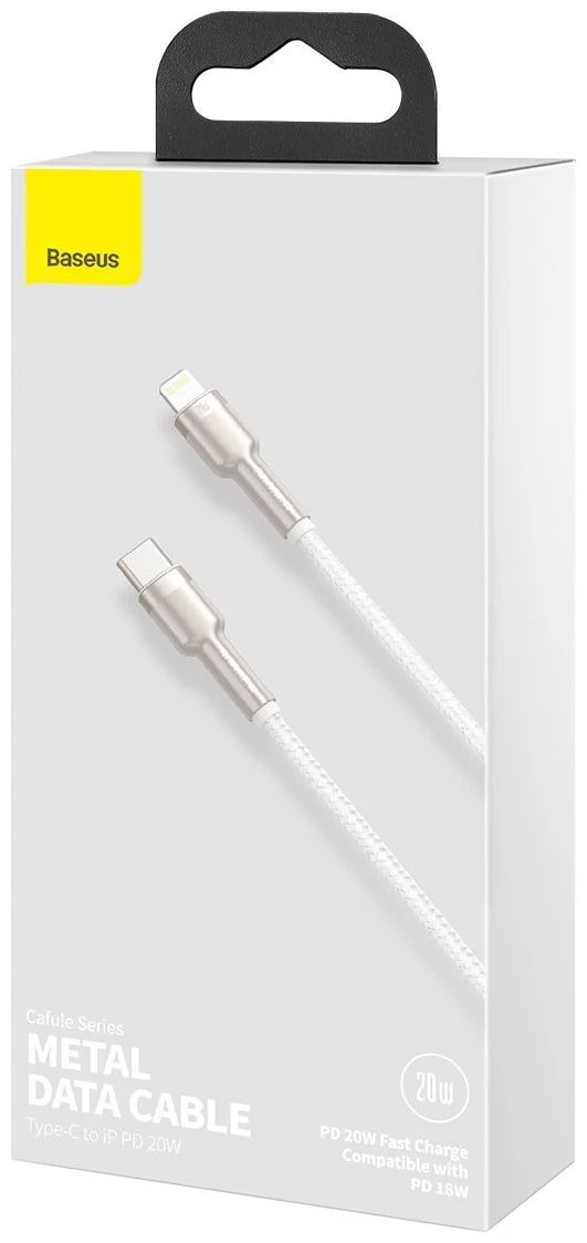 Kabel za Prijenos Podataka i Punjenje USB-C - Lightning Baseus Cafule Metal Series, 20W, 1m, Bijeli CATLJK-A02
