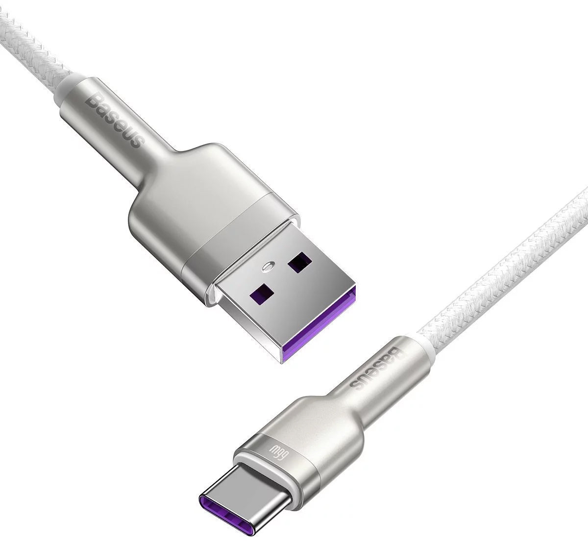 Kabel za Prijenos Podataka i Punjenje USB-A - USB-C Baseus Cafule Metal Series, 66W, 1m, Bijeli CAKF000102