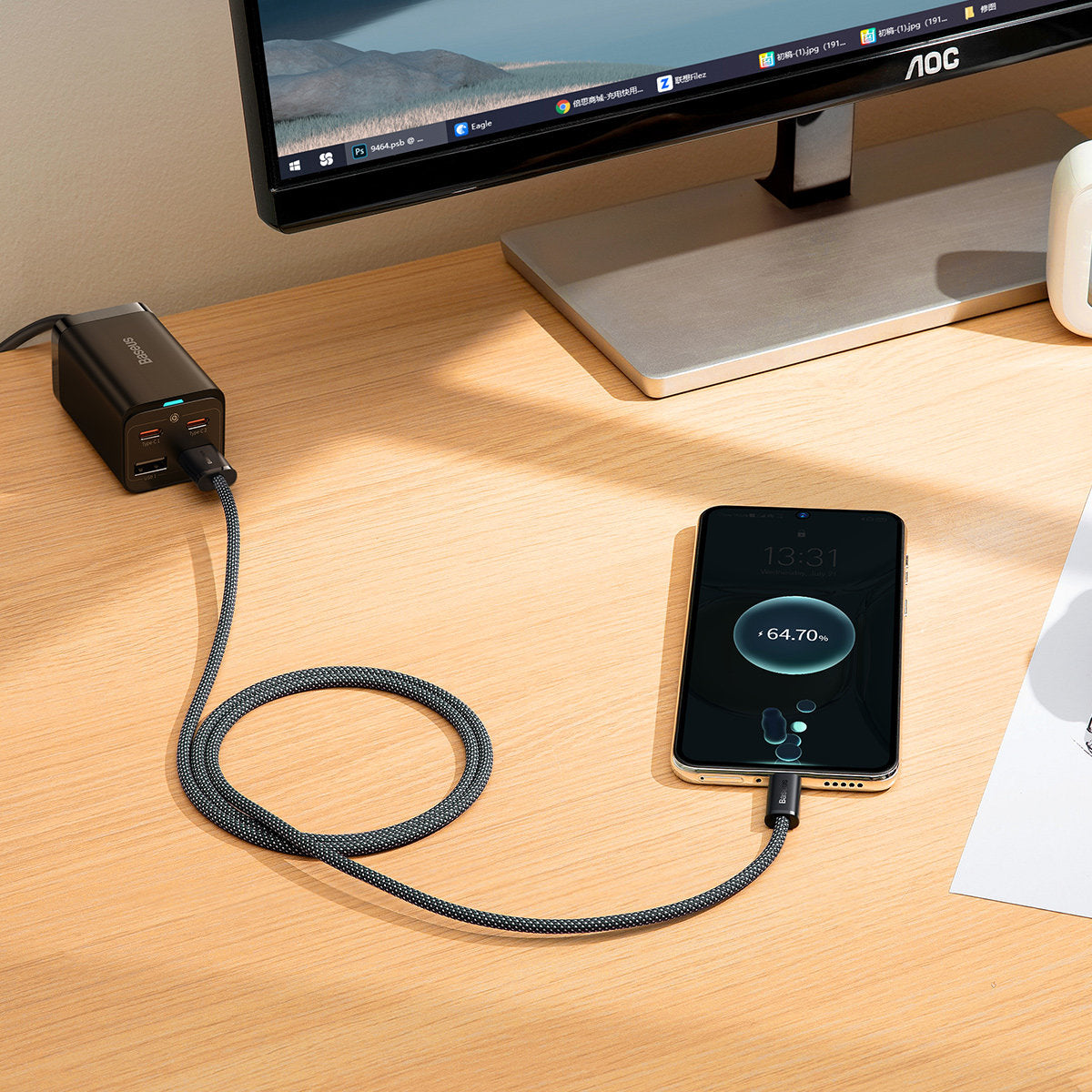 Kabel za Prijenos Podataka i Punjenje USB-A - USB-C Baseus Dynamic Series, 100W, 1m, Sivi CALD000616