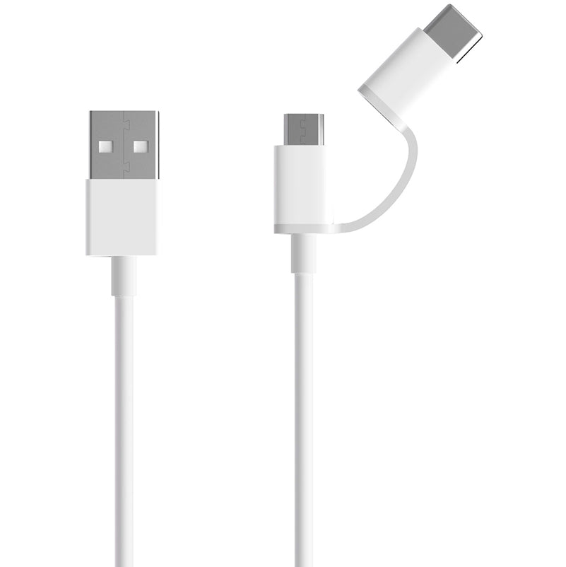 Kabel za Prijenos Podataka i Punjenje USB-A - microUSB / USB-C Xiaomi Mi 2u1, 18W, 1m, Bijeli SJV4082TY