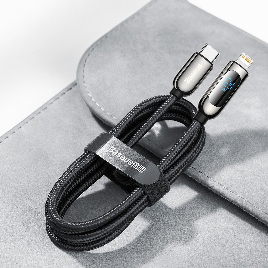 Kabel za Prijenos Podataka i Punjenje USB-C - Lightning Baseus Display Fast Charging, 20W, 2m, Crni CATLSK-A01