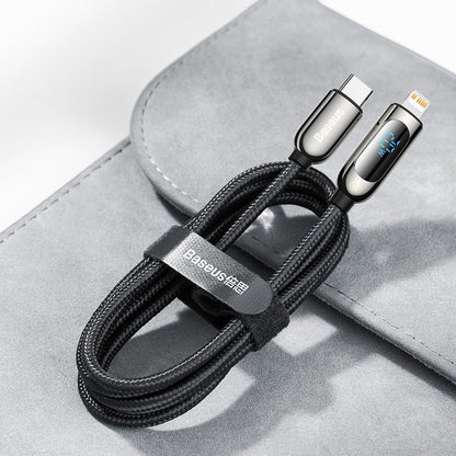 Kabel za Prijenos Podataka i Punjenje USB-C - Lightning Baseus Display Fast Charging, 20W, 2m, Crni CATLSK-A01