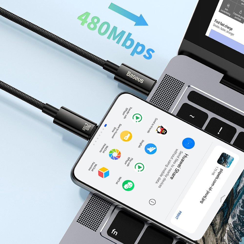 Kabel za Prijenos Podataka i Punjenje USB-C - USB-C Baseus Tungsten Gold, 240W, 2m, Crni CAWJ040101