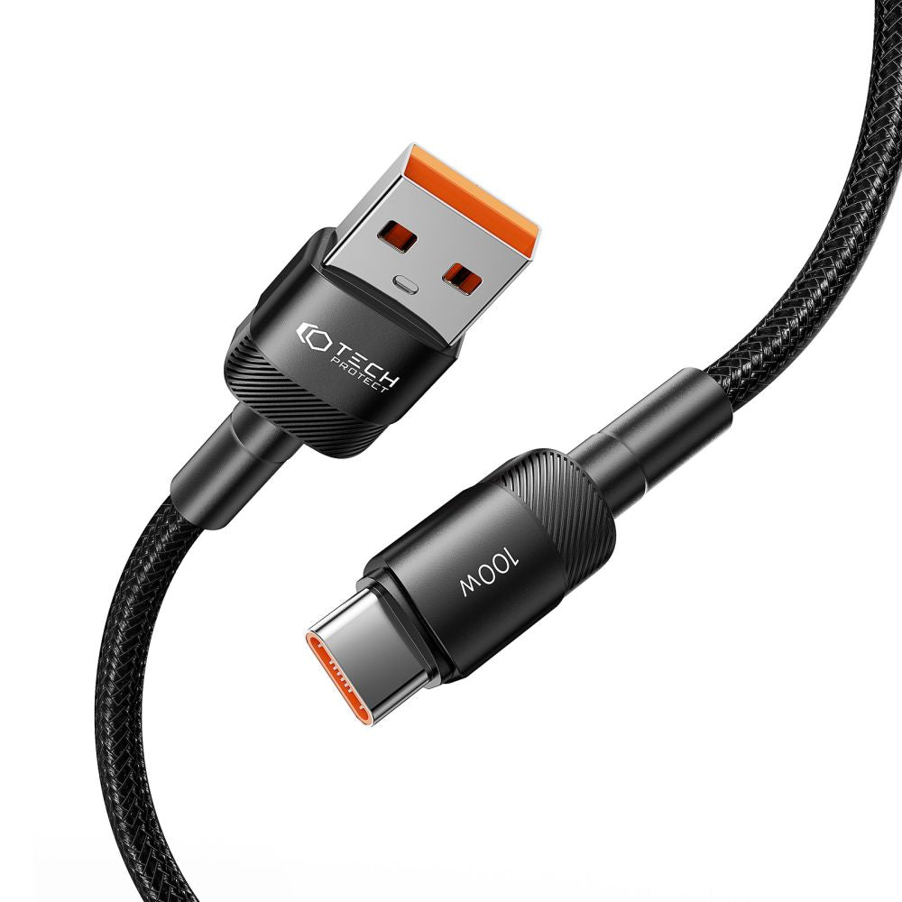 Kabel za Prijenos Podataka i Punjenje USB-A - USB-C Tech-Protect Ultraboost EVO, 100W, 3m, Crni