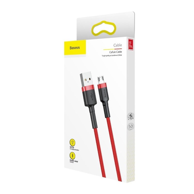 Kabel za Prijenos Podataka i Punjenje USB-A - microUSB Baseus Cafule, 18W, 1m, Crveni CAMKLF-B09