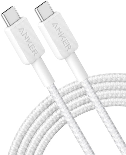 Kabel za Prijenos Podataka i Punjenje USB-C - USB-C Anker 322, 60W, 1.8m, Bijeli A81F6G21