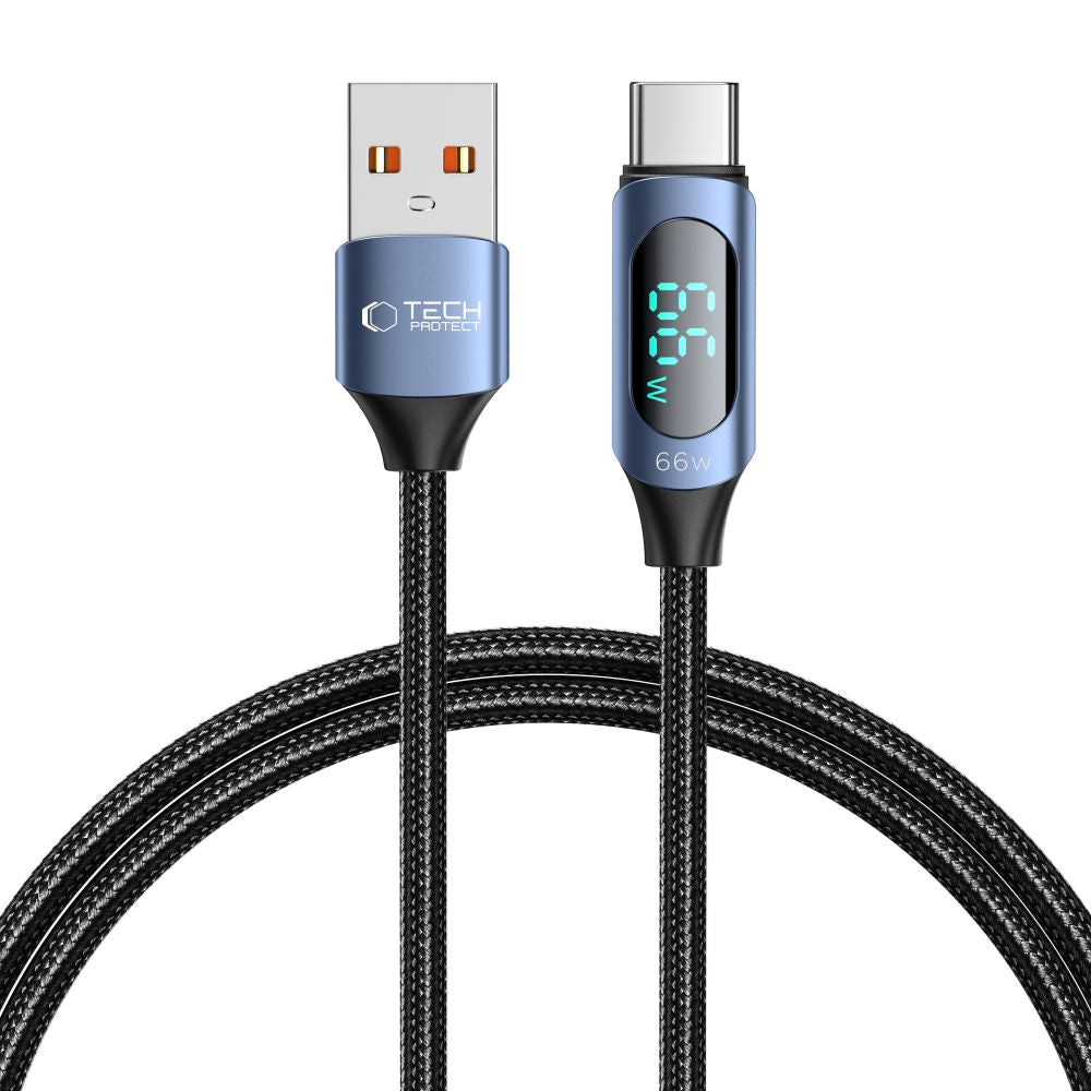 Kabel za Prijenos Podataka i Punjenje USB-A - USB-C Tech-Protect Ultraboost LED, 66W, 1m, Plavi