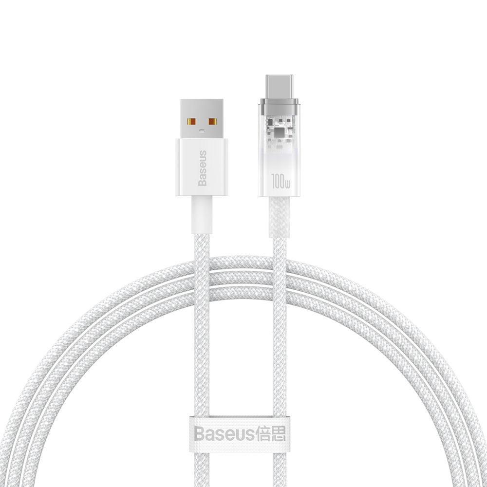 Kabel za Prijenos Podataka i Punjenje USB-A - USB-C Baseus Explorer, 100W, 1m, Bijeli CATS010402