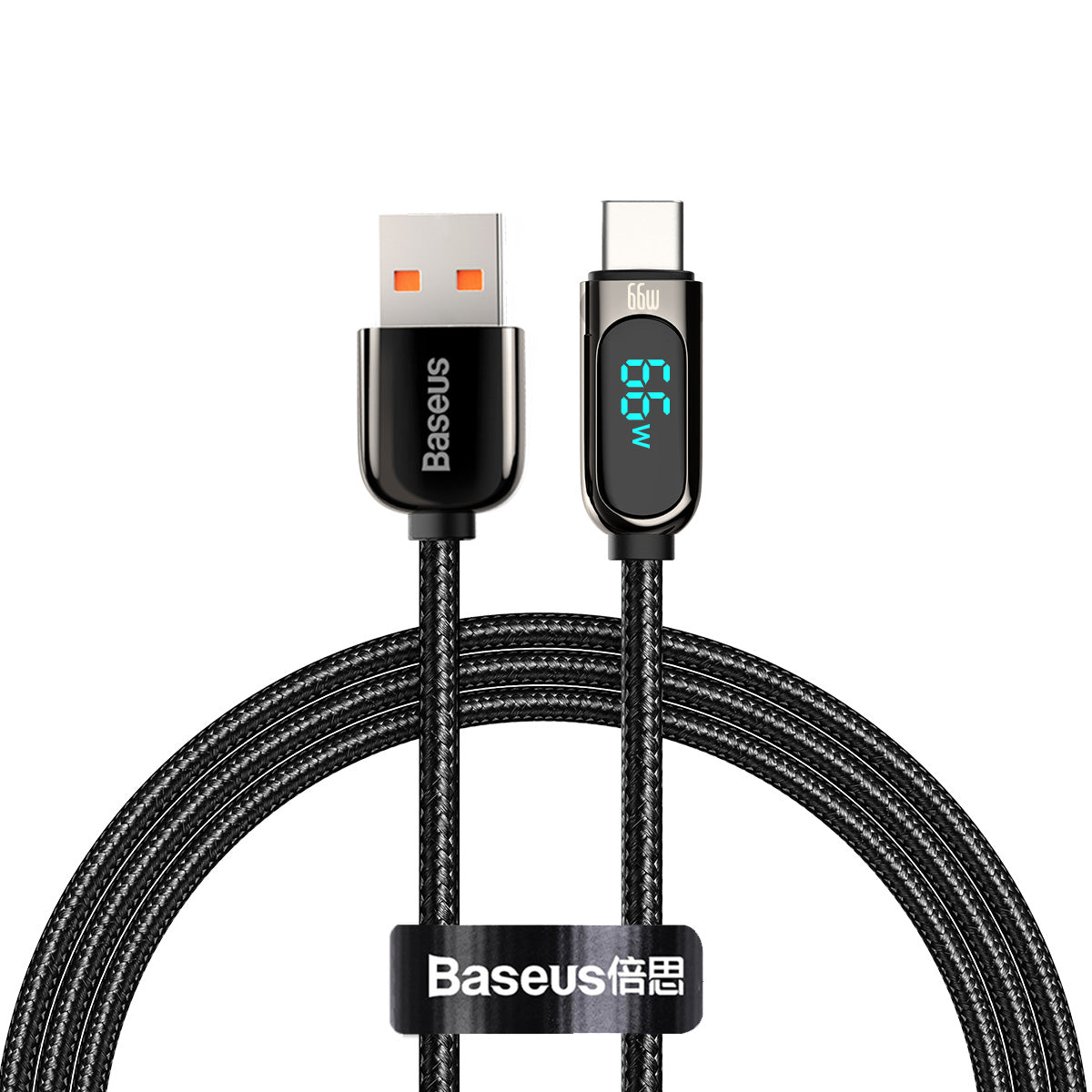 Kabel za Prijenos Podataka i Punjenje USB-A - USB-C Baseus Display, 66W, 2m, Crni CASX020101