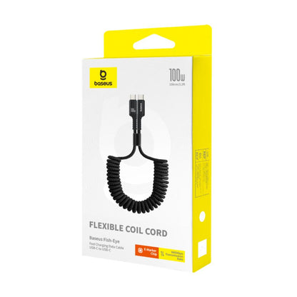 Cablu Date si Incarcare USB-C - USB-C Baseus Fish Eye Spring, 100W, 1m, Negru P10320203111-00