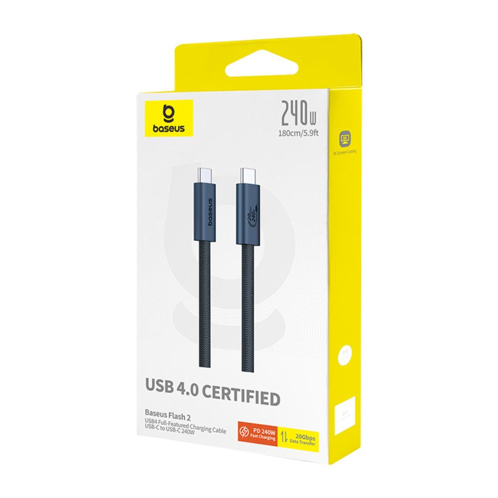 Cablu Date si Incarcare USB-C - USB-C Baseus Flash Series II, 240W, 1.8m, Negru P10311803112-00