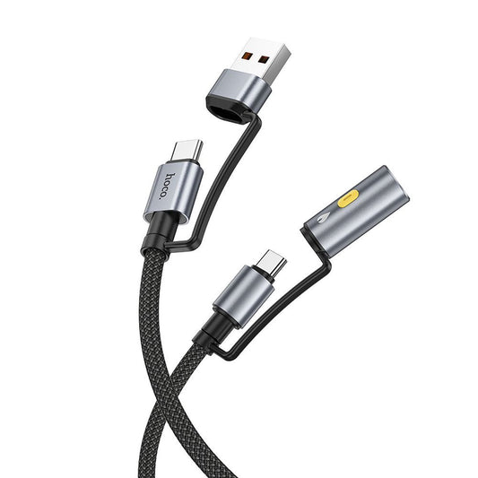 Kabel za podatke i punjenje USB-C / USB-A - USB-C / Električni upaljač HOCO U138, 60W, 1.2m, Crni