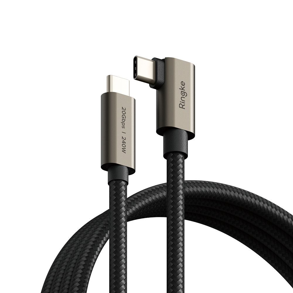 Kabel za prijenos podataka i punjenje USB-C - USB-C Ringke 2X2 Angled, 240W, 1m, Crni