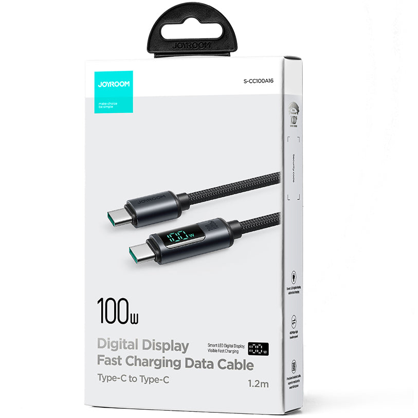 Kabel za podatke i punjenje USB-C - USB-C Joyroom S-A16 Prism Display, 100W, 1.2m, Crni