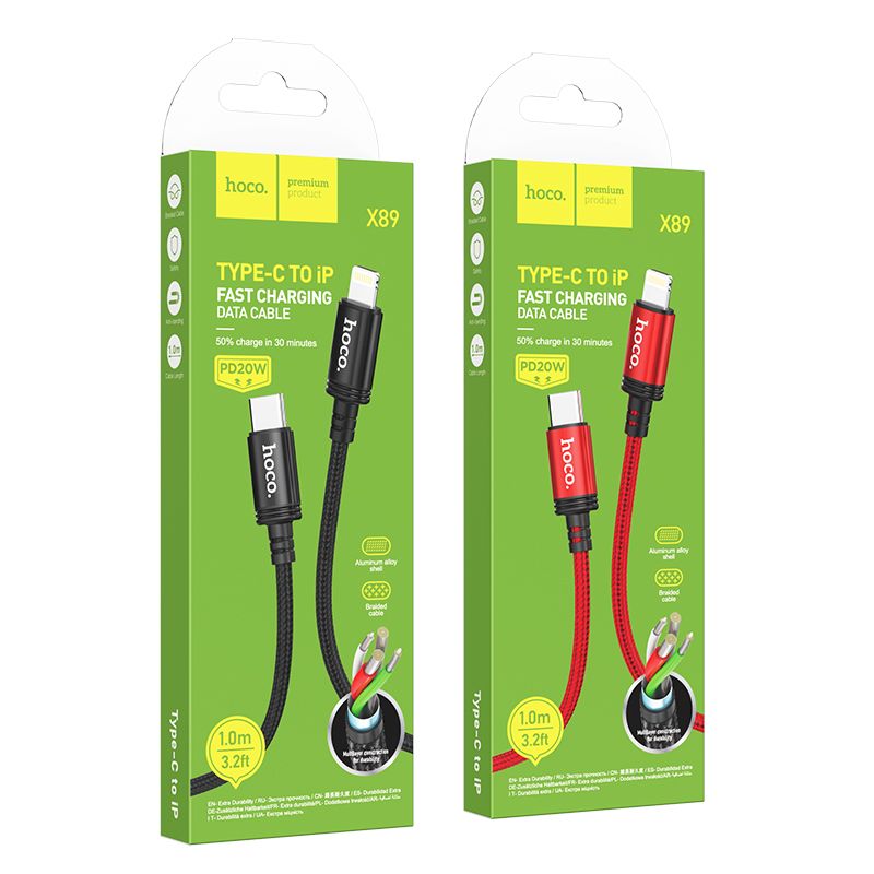Kabel za podatke i punjenje USB-C - Lightning HOCO X89, 20W, 1m, Crni