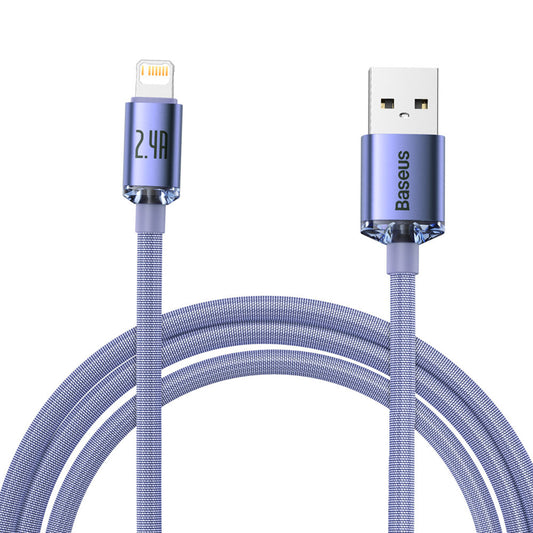 Kabel za podatke i punjenje USB-A - Lightning Baseus Crystal Shine Series, 18W, 2m, Ljubičasti CAJY000105